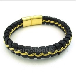 Heren Titanium Leren Armband