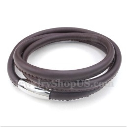 Heren Titanium Leren Armband