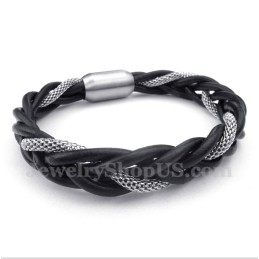Heren Titanium Leren Armband