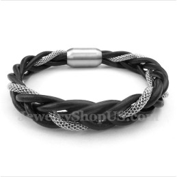 Heren Titanium Leren Armband