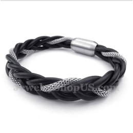 Heren Titanium Leren Armband