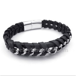 Heren Titanium Leren Armband