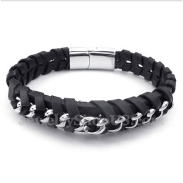 Heren Titanium Leren Armband