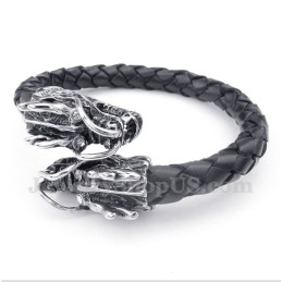 Chinese Drakenkop Leren Armband Voor Heren