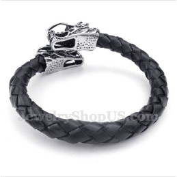 Chinese Drakenkop Leren Armband Voor Heren