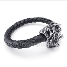 Chinese Drakenkop Leren Armband Voor Heren