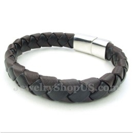 Heren Leren Titanium Armband