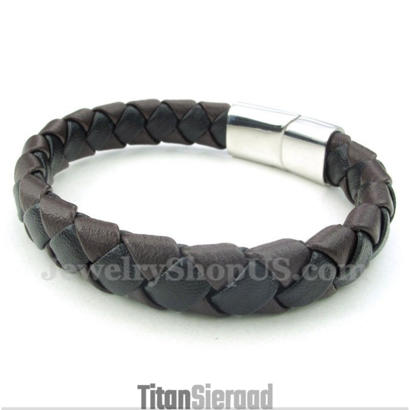 Heren Leren Titanium Armband