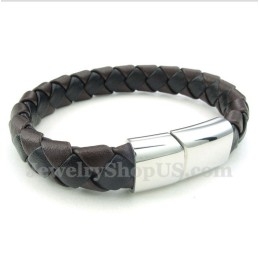 Heren Leren Titanium Armband