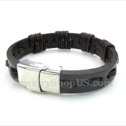 Heren Leren Titanium Armband