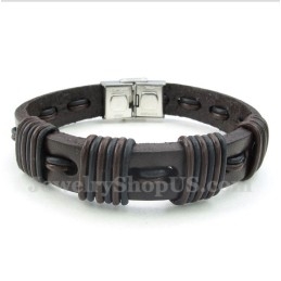 Heren Leren Titanium Armband