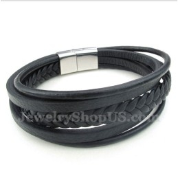 Heren Leren Titanium Armband