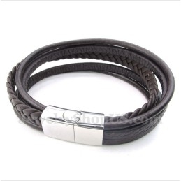 Heren Leren Titanium Armband
