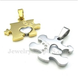 Titanium Gouden Puzzelhanger Voor Koppels Met Gratis Ketting (Één Paar)