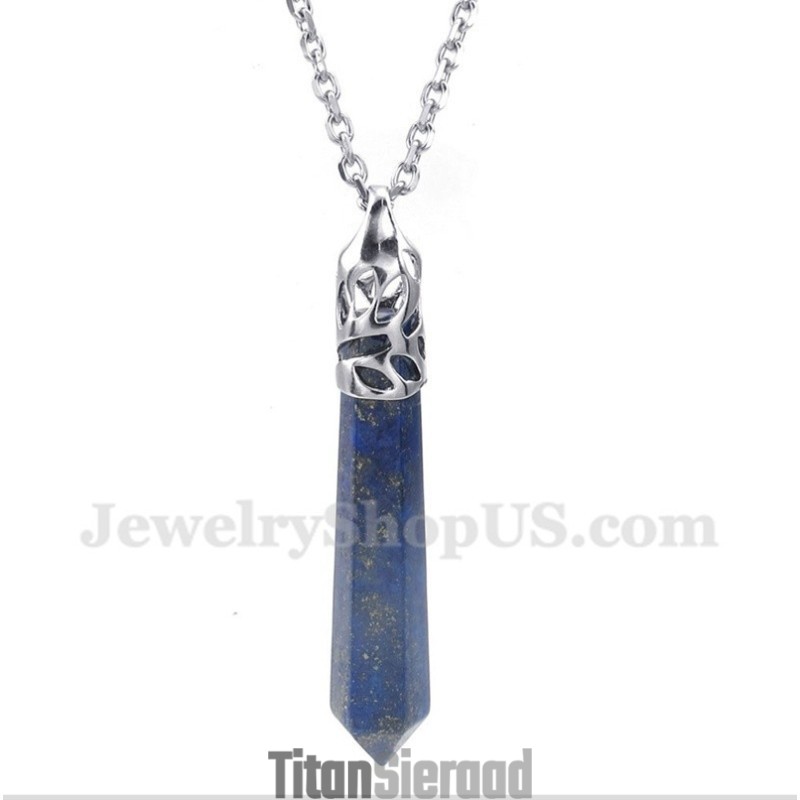 Heren Lapis Lazuli Hexagon Prism Hanger Met Gratis Ketting Heren Lapis Lazuli Hexagon Prism Hanger Met Gratis Ketting