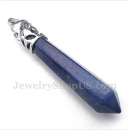 Heren Lapis Lazuli Hexagon Prism Hanger Met Gratis Ketting