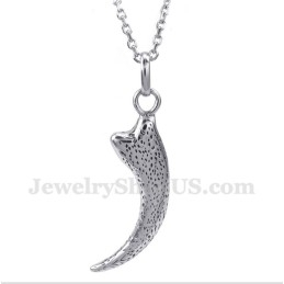 Titanium Wolf Fang Hanger Voor Heren Met Gratis Ketting