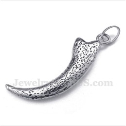 Titanium Wolf Fang Hanger Voor Heren Met Gratis Ketting