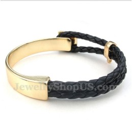 Heren Leren Titanium Armband