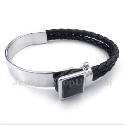 Heren Leren Titanium Armband