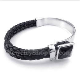 Heren Leren Titanium Armband