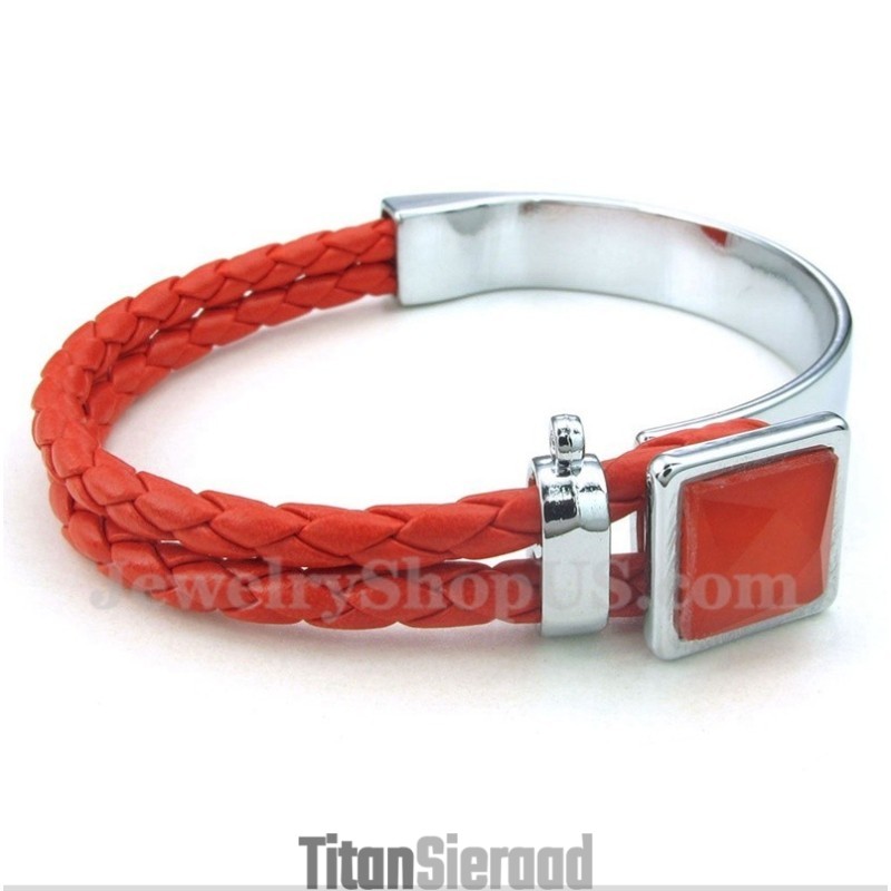 Heren Leren Titanium Armband