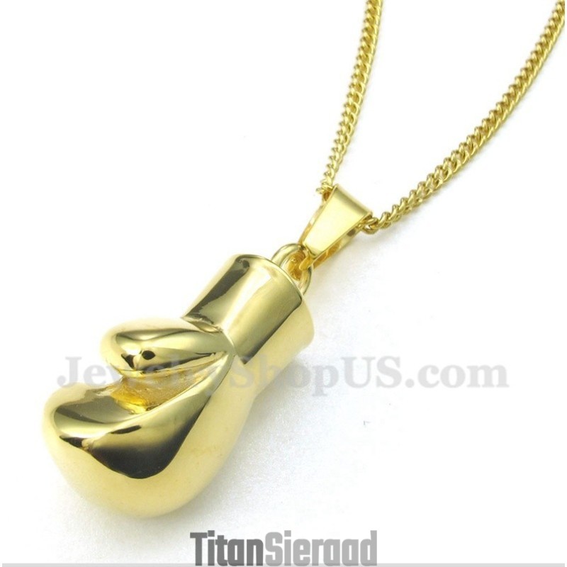 Heren Titanium Gouden Bokshandschoen Hanger Met Gratis Ketting Heren Titanium Gouden Bokshandschoen Hanger Met Gratis Ketting