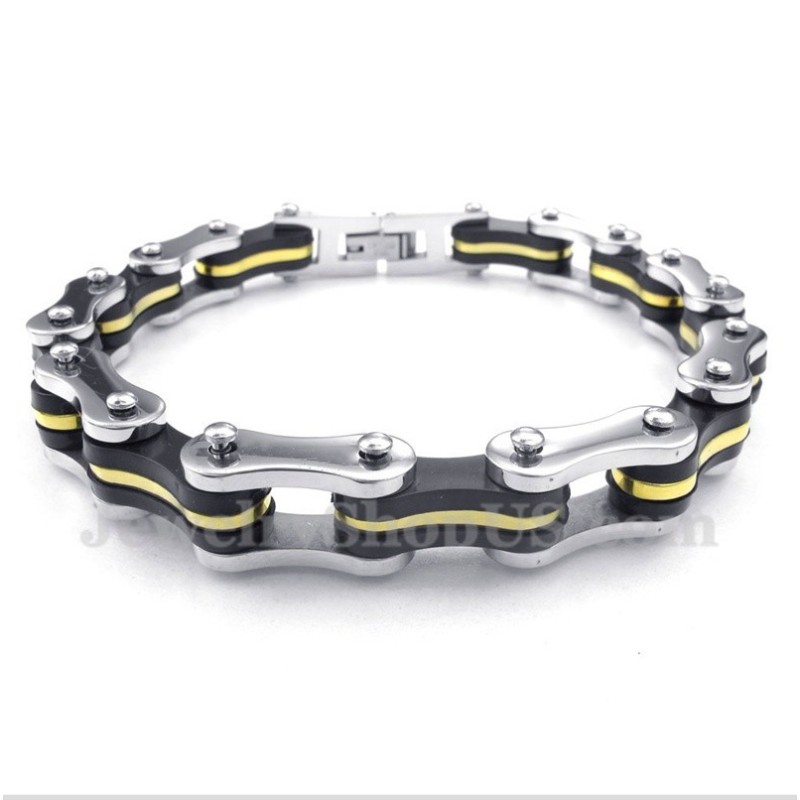 Heren Titanium Fietsketting Rubberen Armband Heren Titanium Fietsketting Rubberen Armband
