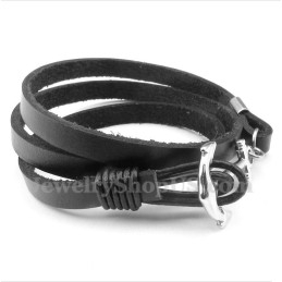 Heren Titanium Leren Armband