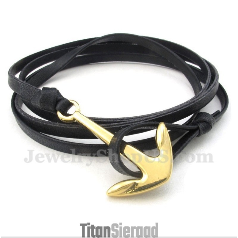 Heren Titanium Leren Armband Heren Titanium Leren Armband