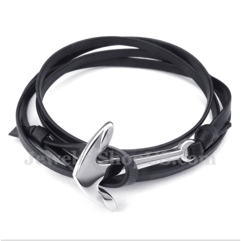 Heren Titanium Leren Armband