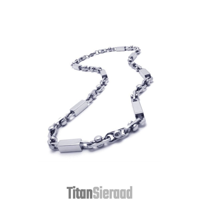 21,9 Inch Titanium Zilveren Kubusvormige Ketting 21,9 Inch Titanium Zilveren Kubusvormige Ketting