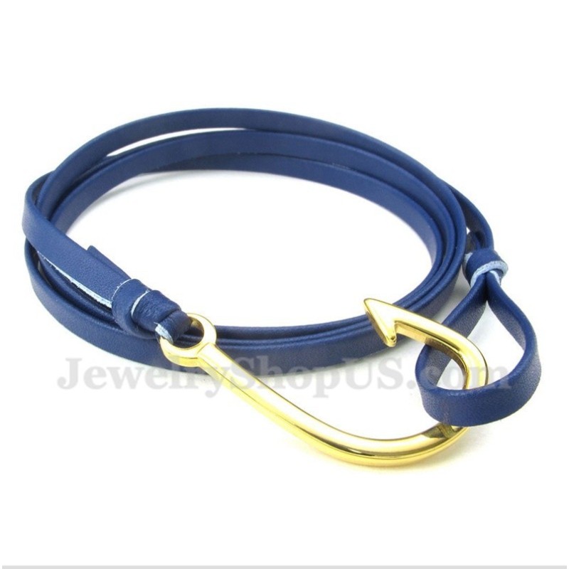 Heren Leren Haakjes Titanium Armband Heren Leren Haakjes Titanium Armband
