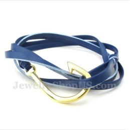 Heren Leren Haakjes Titanium Armband