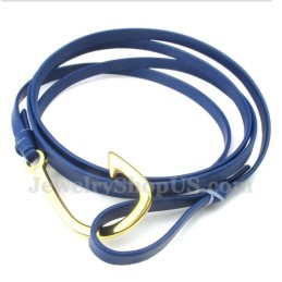 Heren Leren Haakjes Titanium Armband