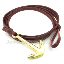 Heren Leren Anker Titanium Armband