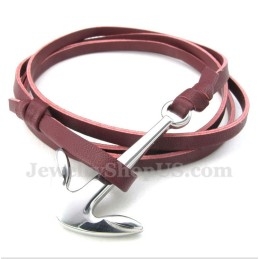 Heren Leren Anker Titanium Armband