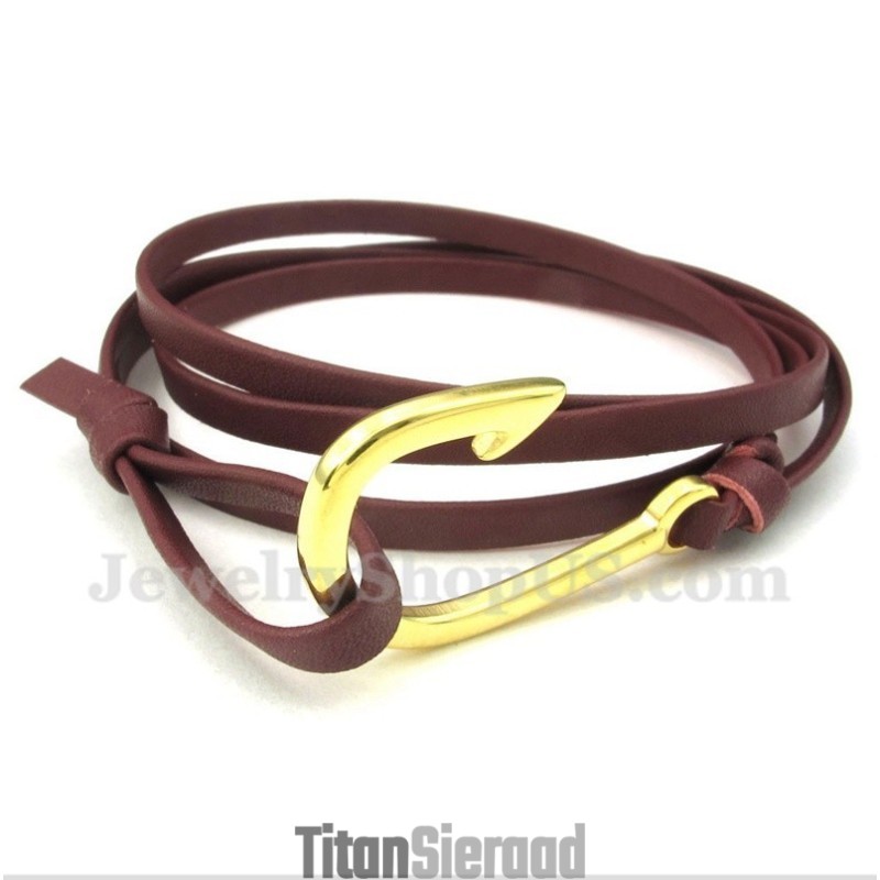 Heren Leren Haakjes Titanium Armband Heren Leren Haakjes Titanium Armband