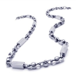 21,9 Inch Titanium Zilveren Kubusvormige Ketting