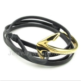 Heren Titanium Leren Ankerarmband