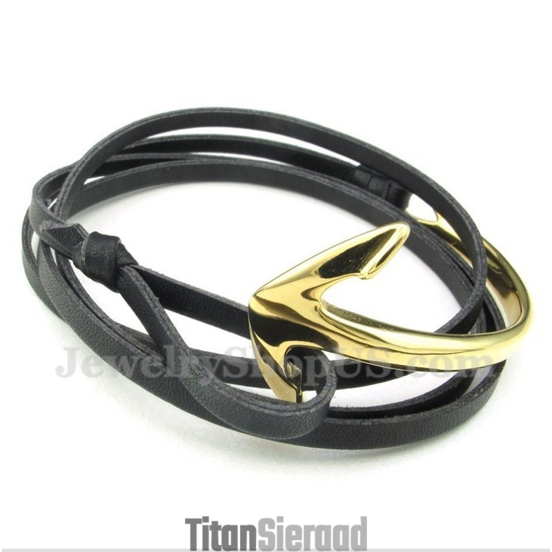 Heren Titanium Leren Ankerarmband Heren Titanium Leren Ankerarmband