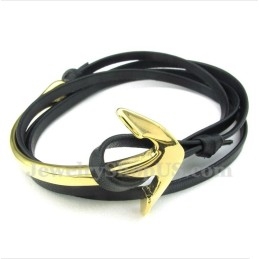 Heren Titanium Leren Ankerarmband