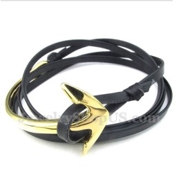 Heren Titanium Leren Ankerarmband