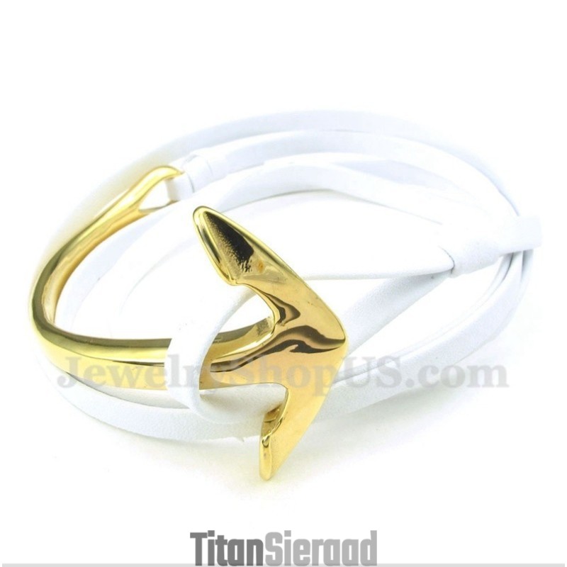 Heren Titanium Leren Ankerarmband