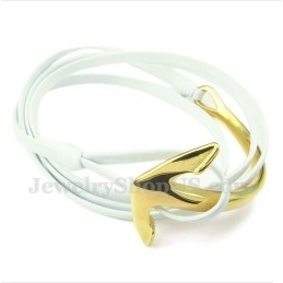 Heren Titanium Leren Ankerarmband