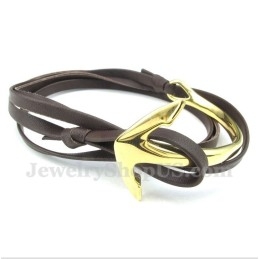 Heren Titanium Leren Ankerarmband