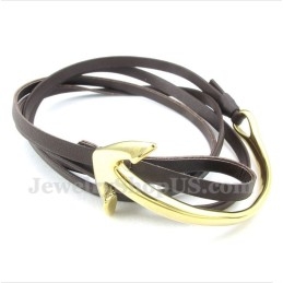 Heren Titanium Leren Ankerarmband