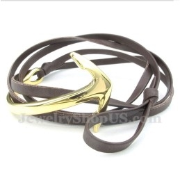 Heren Titanium Leren Ankerarmband