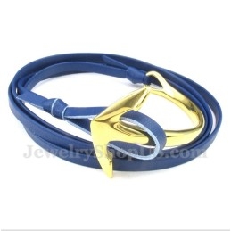Heren Titanium Leren Ankerarmband