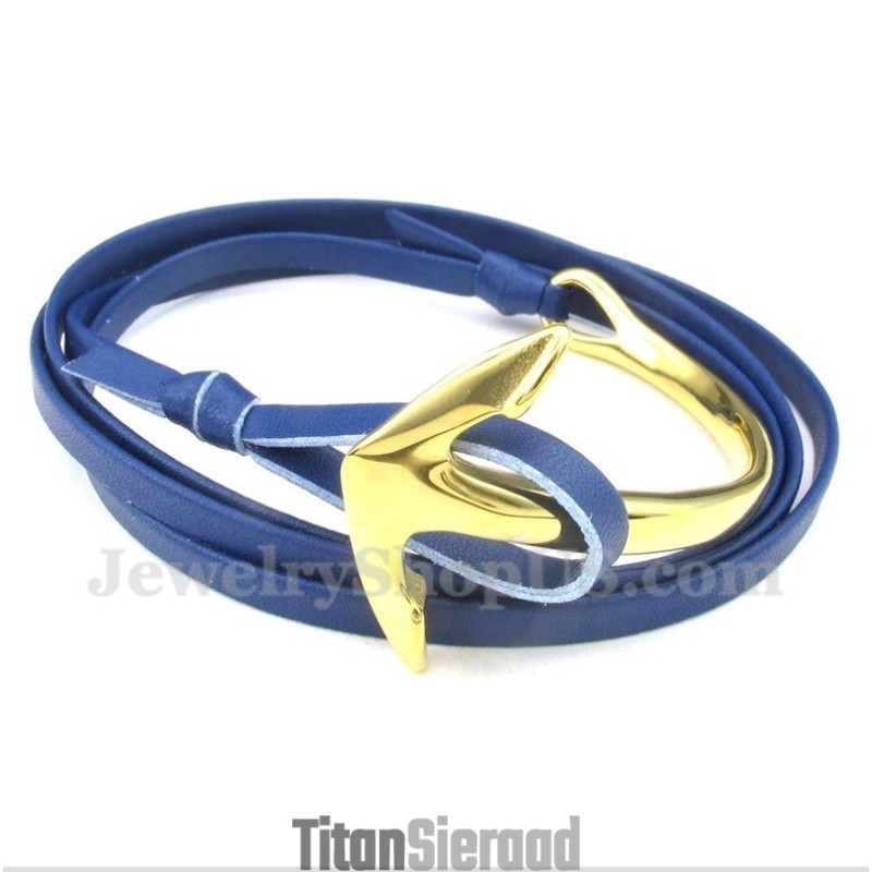 Heren Titanium Leren Ankerarmband